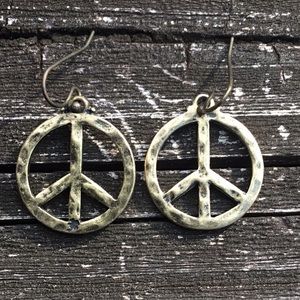 Peace 1” Hammered Gold Earrings